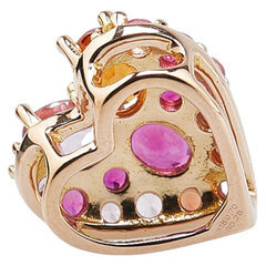 K18PG ピンクゴールド サファイア0.70ct ルビー0.28ct ハート モチーフ ペンダントトップ レディース 【中古】