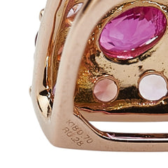 K18PG ピンクゴールド サファイア0.70ct ルビー0.28ct ハート モチーフ ペンダントトップ レディース 【中古】