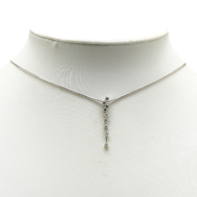 K18WG ホワイトゴールド ダイヤ0.36ct ペンダントネックレス レディース 【中古】