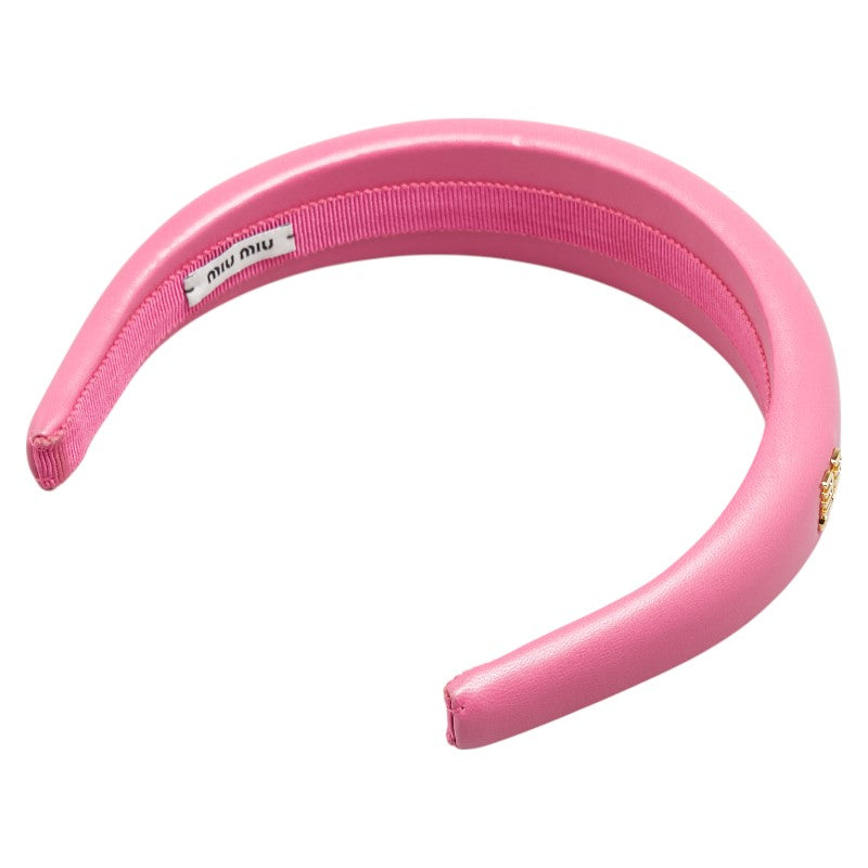 ミュウミュウ ロゴ カチューシャ ピンク レザー レディース MIUMIU 【中古】