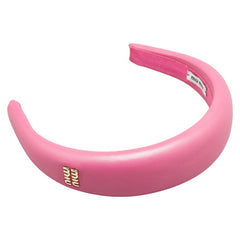 ミュウミュウ ロゴ カチューシャ ピンク レザー レディース MIUMIU 【中古】