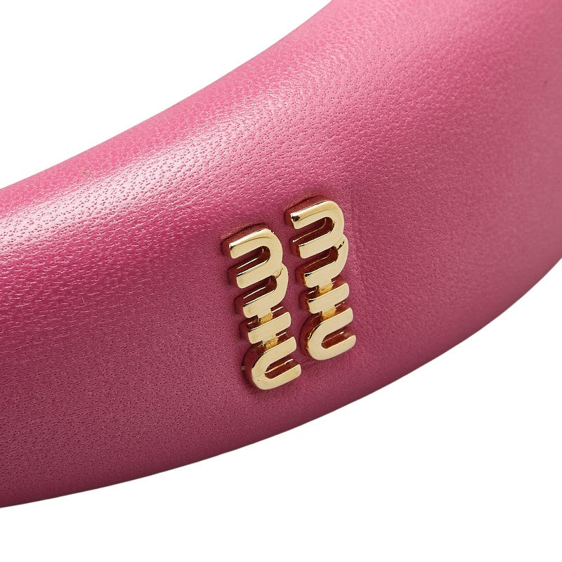 ミュウミュウ ロゴ カチューシャ ピンク レザー レディース MIUMIU 【中古】