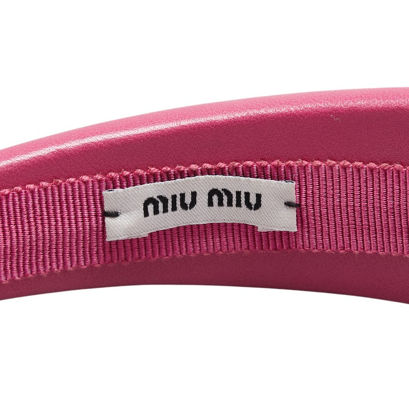 ミュウミュウ ロゴ カチューシャ ピンク レザー レディース MIUMIU 【中古】