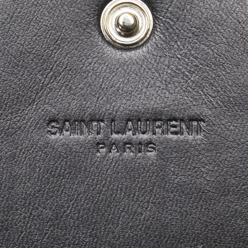 サンローラン クロコ型押し 長財布 ブラック レザー レディース SAINT LAURENT 【中古】