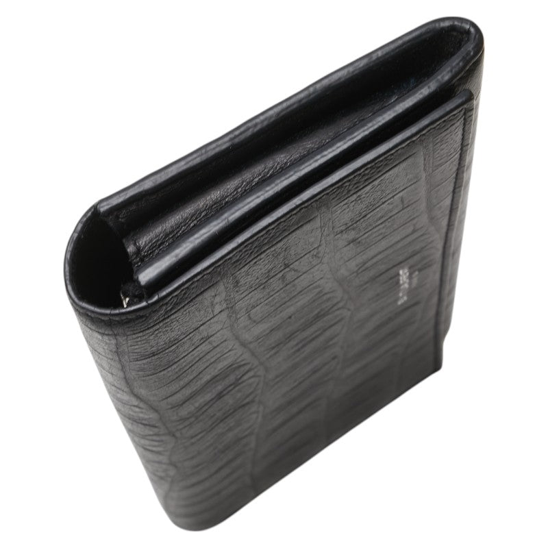 サンローラン クロコ型押し 長財布 ブラック レザー レディース SAINT LAURENT 【中古】