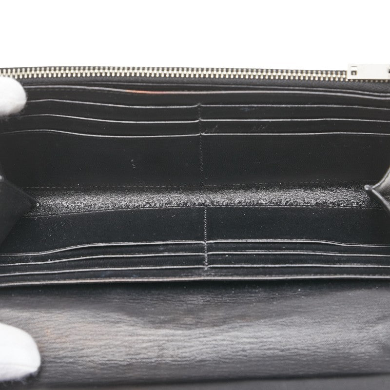 サンローラン クロコ型押し 長財布 ブラック レザー レディース SAINT LAURENT 【中古】