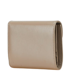 セリーヌ トリオンフ 三つ折り財布 グレージュ レザー レディース CELINE 【中古】