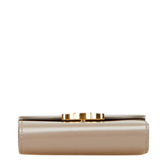 セリーヌ トリオンフ 三つ折り財布 グレージュ レザー レディース CELINE 【中古】