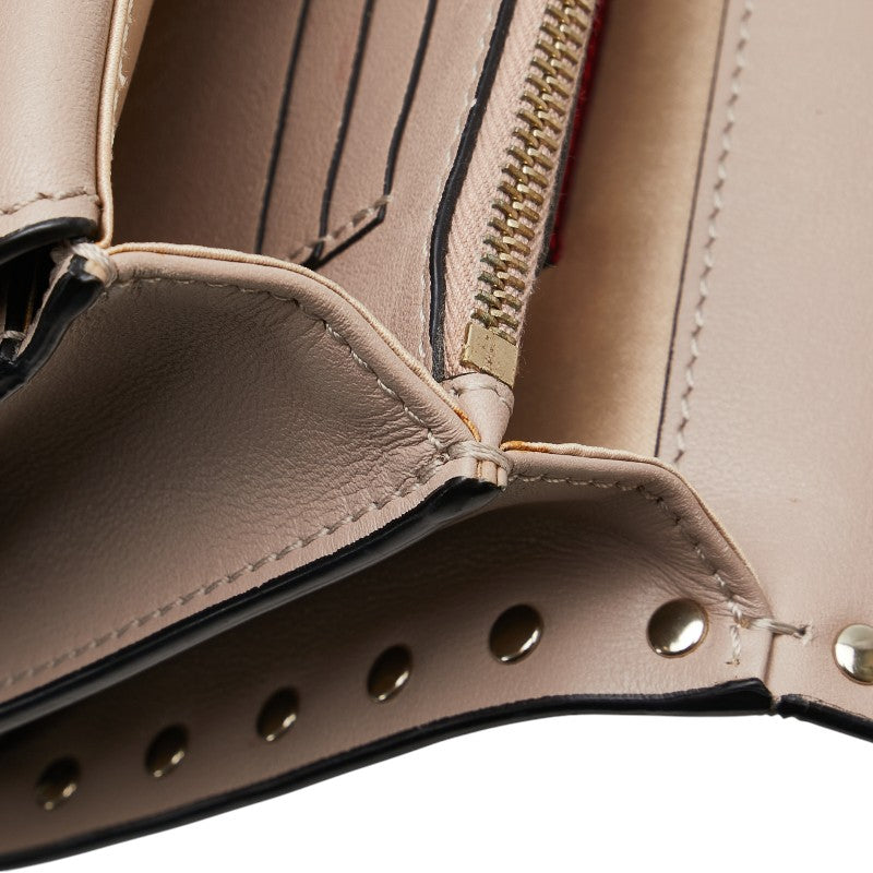ヴァレンティノ ロックスタッズ チェーンウォレット ショルダーバッグ グレージュ レザー レディース VALENTINO 【中古】