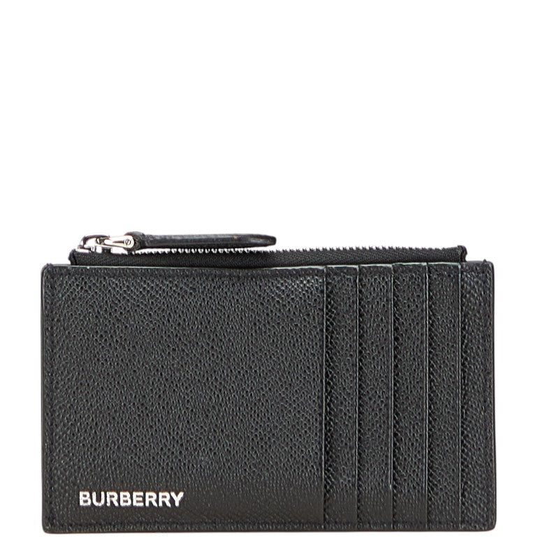 バーバリー ロゴ フラグメントケース カードケース ブラック レザー レディース BURBERRY 【中古】