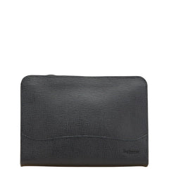 バーバリー チェック クラッチバッグ セカンドバッグ ブラック レザー レディース BURBERRY 【中古】
