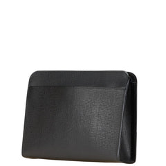 バーバリー チェック クラッチバッグ セカンドバッグ ブラック レザー レディース BURBERRY 【中古】