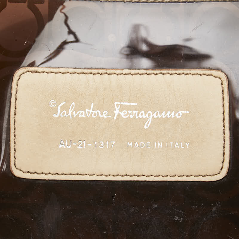 サルヴァトーレフェラガモ ガンチーニ トートバッグ ハンドバッグ ブラウン ビニール レザー レディース Salvatore Ferragamo 【中古】