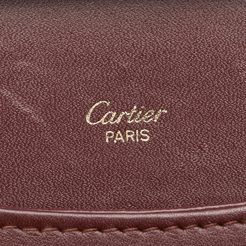 カルティエ マストライン 斜め掛け ショルダーバッグ ワインレッド ボルドー レザー レディース CARTIER 【中古】