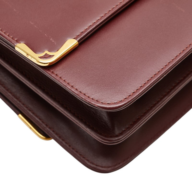 カルティエ マストライン 斜め掛け ショルダーバッグ ワインレッド ボルドー レザー レディース CARTIER 【中古】