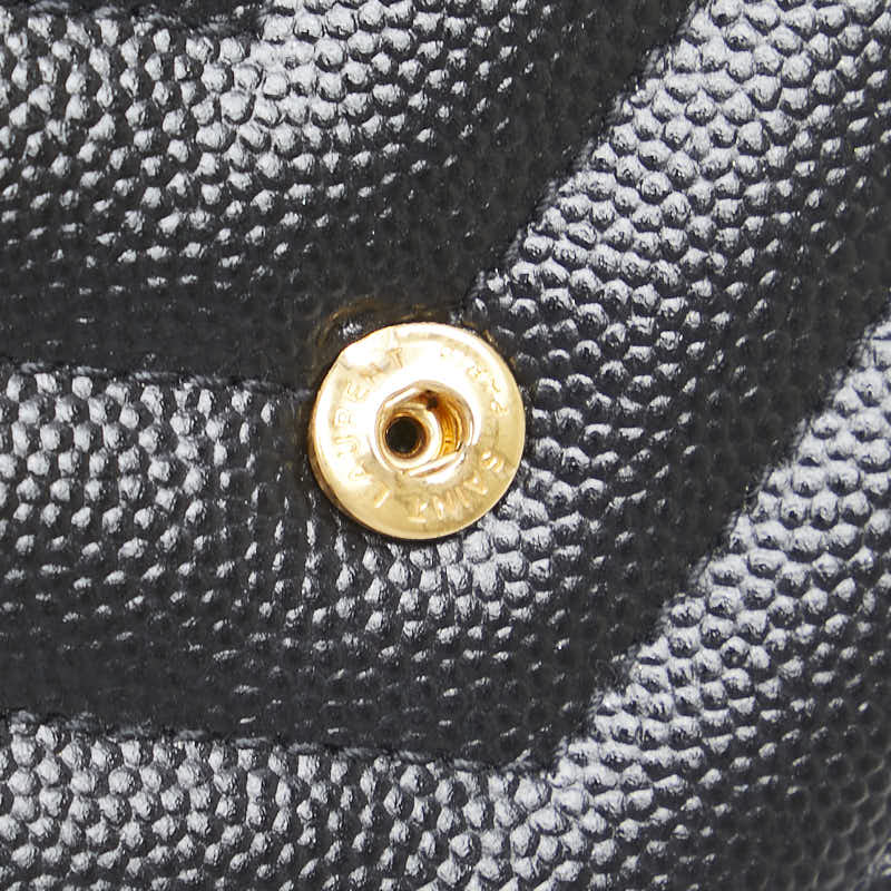サンローラン YSL Vステッチ 三つ折り財布 403943 ブラック レザー レディース SAINT LAURENT 【中古】