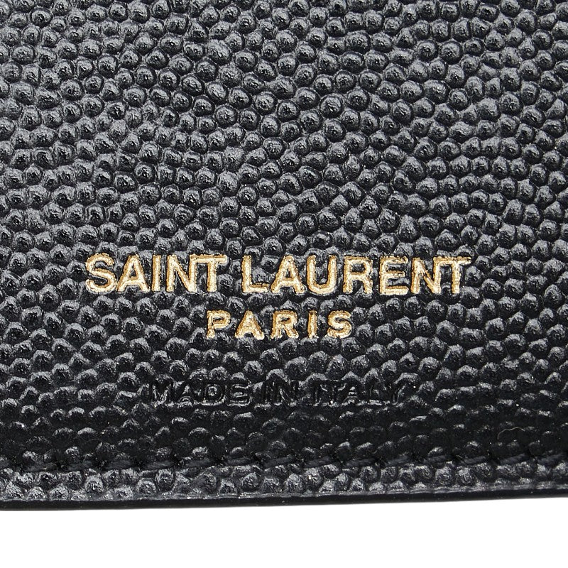 サンローラン YSL Vステッチ 三つ折り財布 403943 ブラック レザー レディース SAINT LAURENT 【中古】