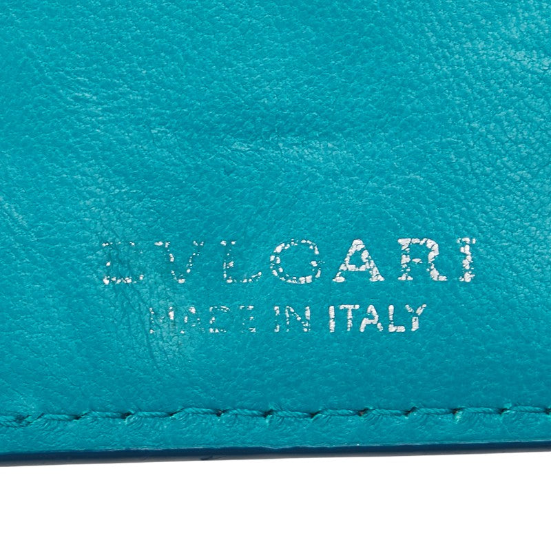 ブルガリ ブルガリブルガリ キーケース 6連 ネイビー エメラルドグリーン レザー レディース BVLGARI 【中古】