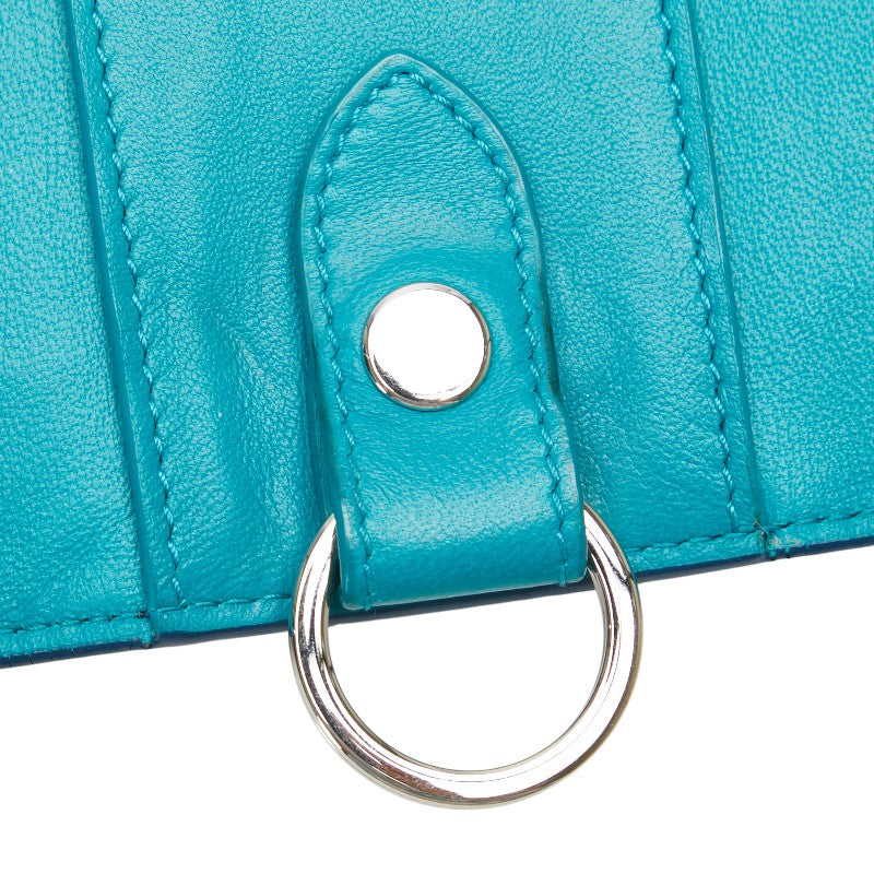 ブルガリ ブルガリブルガリ キーケース 6連 ネイビー エメラルドグリーン レザー レディース BVLGARI 【中古】
