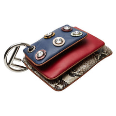 フェンディ トリプレット ポーチ 8BS001 レッド ブルー マルチカラー レザー パイソン レディース FENDI 中古