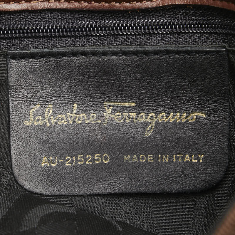 サルヴァトーレフェラガモ ヴァラ ショルダーバッグ ブラウン ゴールド キャンバス レディース Salvatore Ferragamo 【中古】