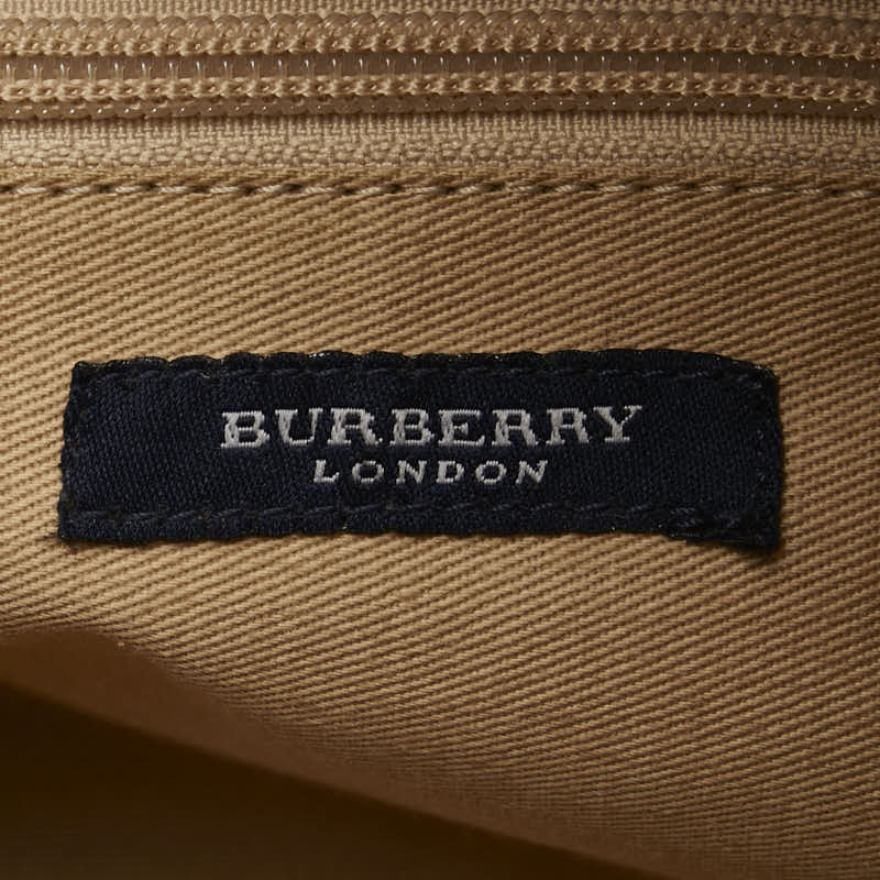 バーバリー ノバチェック トートバッグ ハンドバッグ ベージュ キャンバス レザー レディース BURBERRY 【中古】