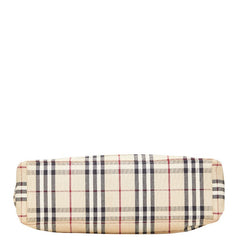 バーバリー ノバチェック トートバッグ ハンドバッグ ベージュ キャンバス レザー レディース BURBERRY 【中古】