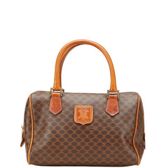 セリーヌ マカダム ミニ ボストンバッグ ハンドバッグ ブラウン PVC レザー レディース CELINE 【中古】