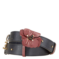 クロエ フラワー 花 ショルダーストラップ ネイビー ワインレッド レザー レディース Chloe 【中古】