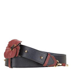 クロエ フラワー 花 ショルダーストラップ ネイビー ワインレッド レザー レディース Chloe 【中古】