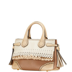 バーバリー バナー スモール フリンジ タッセル ショルダーバッグ ベージュ ブラウン レザー レディース BURBERRY 【中古】