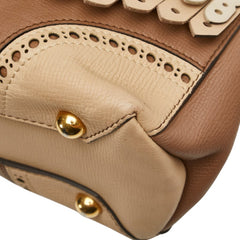 バーバリー バナー スモール フリンジ タッセル ショルダーバッグ ベージュ ブラウン レザー レディース BURBERRY 【中古】
