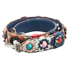 フェンディ ストラップユー スタッズ フラワー ショルダーストラップ マルチカラー レザー プラスチック パイソン レディース FENDI 【中古】