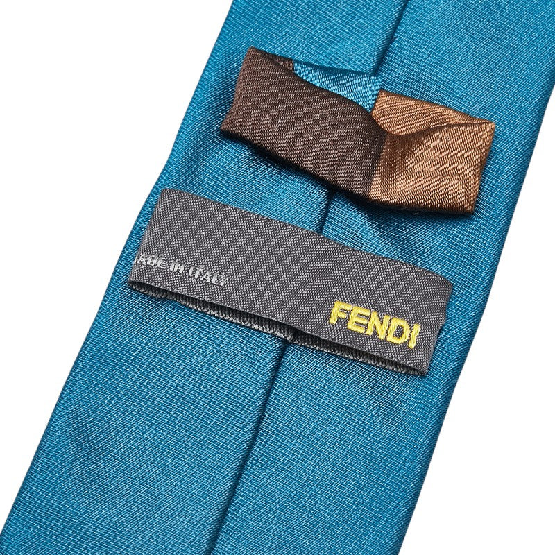 フェンディ ネクタイ ブルー ブラウン シルク レディース FENDI 【中古】