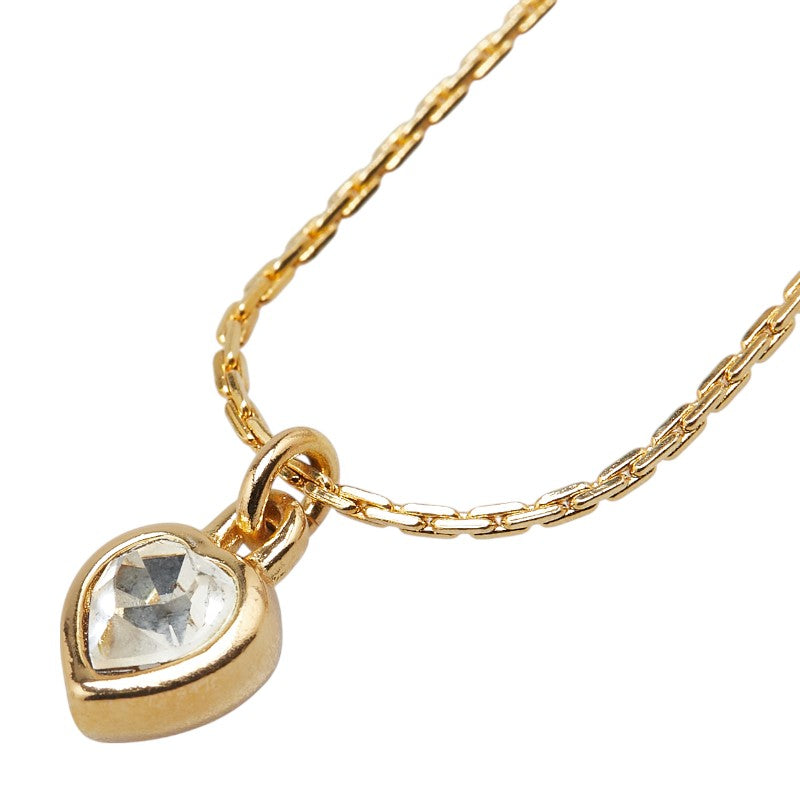 ディオール ラインストーン ハート モチーフ ネックレス ゴールド メッキ レディース Dior 【中古】
