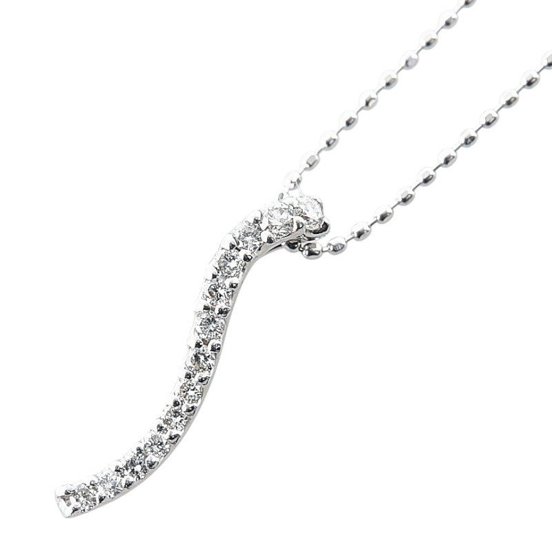 K18WG ホワイトゴールド ダイヤ0.16ct ペンダントネックレス レディース 【中古】