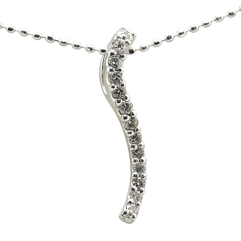 K18WG ホワイトゴールド ダイヤ0.16ct ペンダントネックレス レディース 【中古】