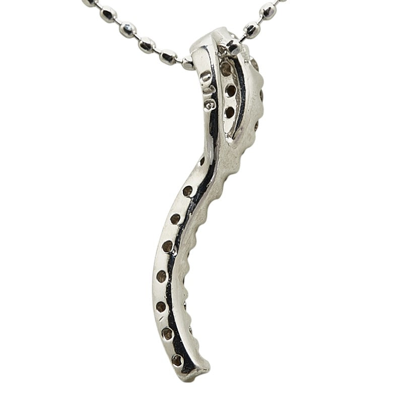 K18WG ホワイトゴールド ダイヤ0.16ct ペンダントネックレス レディース 【中古】