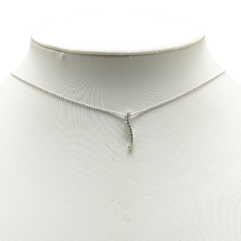 K18WG ホワイトゴールド ダイヤ0.16ct ペンダントネックレス レディース 【中古】