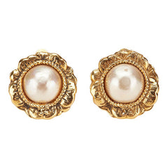 シャネル ココマーク 花 フラワー モチーフ イヤリング ゴールド メッキ フェイクパール レディース CHANEL 【中古】