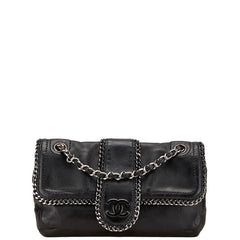 シャネル ココマーク チェーン ショルダーバッグ ブラック レザー レディース CHANEL 【中古】