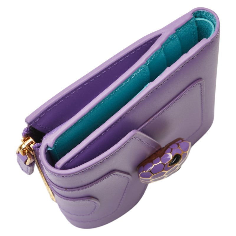ブルガリ セルペンティ 二つ折り財布 パープル レザー レディース BVLGARI 【中古】