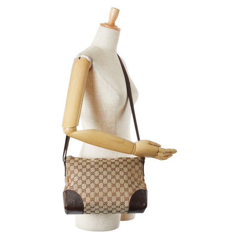 グッチ GGキャンバス 斜め掛け ショルダーバッグ 114273 ベージュ ブラウン キャンバス レザー レディース GUCCI 【中古】