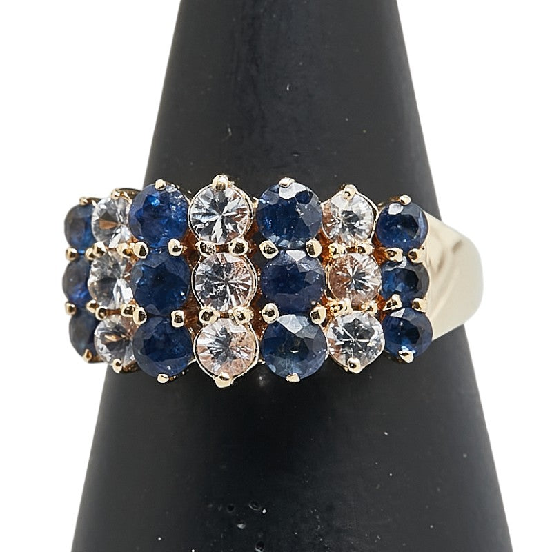 K18YG イエローゴールド サファイア1.31ct サファイア0.77ct リング 指輪 レディース 10号 【中古】
