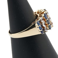 K18YG イエローゴールド サファイア1.31ct サファイア0.77ct リング 指輪 レディース 10号 【中古】