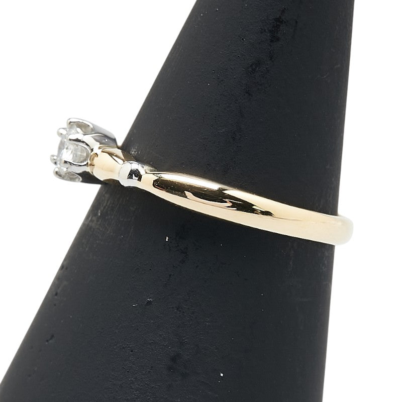 K18YG イエローゴールド Pt900 プラチナ コンビ ダイヤ0.17ct 1P リング 指輪 レディース 12号 【中古】