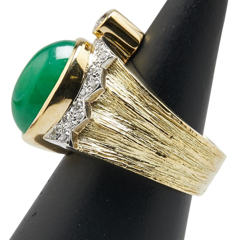 K18YG イエローゴールド Pt900 プラチナ コンビ ヒスイ ダイヤ0.51ct リング 指輪 レディース 11.5号 【中古】