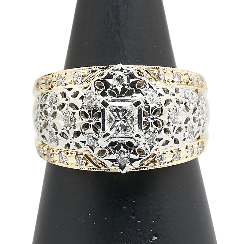 K18YG イエローゴールド Pt900 プラチナ コンビ ダイヤ0.30ct ダイヤ0.30ct リング 指輪 レディース 11.5号 【中古】