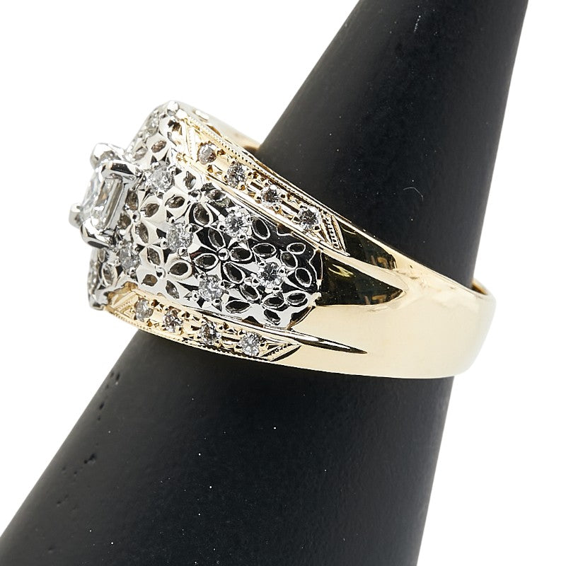 K18YG イエローゴールド Pt900 プラチナ コンビ ダイヤ0.30ct ダイヤ0.30ct リング 指輪 レディース 11.5号 【中古】
