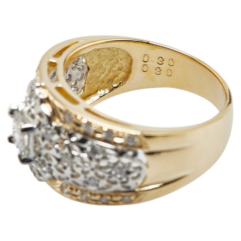 K18YG イエローゴールド Pt900 プラチナ コンビ ダイヤ0.30ct ダイヤ0.30ct リング 指輪 レディース 11.5号 【中古】